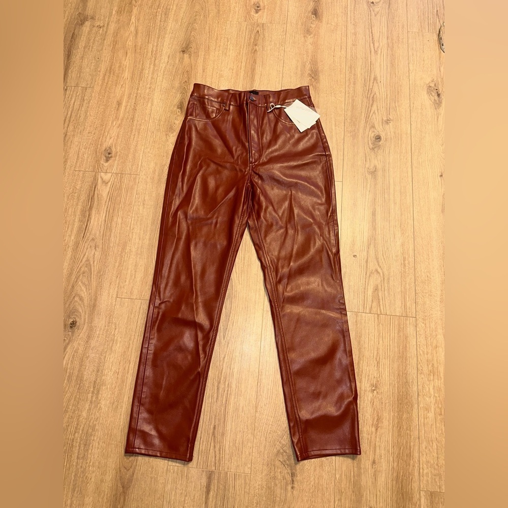 NWT Anine Bing Vegan Leather Burgundy Pants Size 40